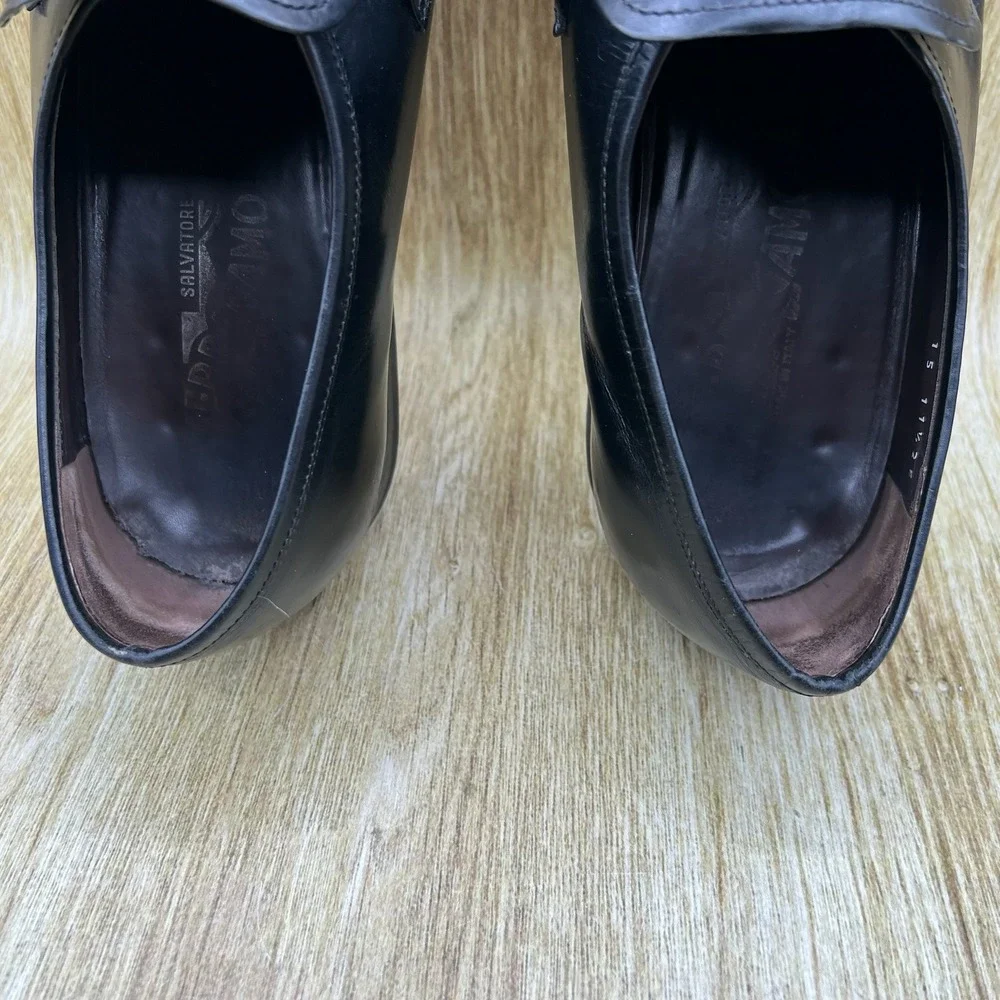 Salvatore Ferragamo Loafers Men's Size 11.5 2E Black Leather Dress Shoes 26465